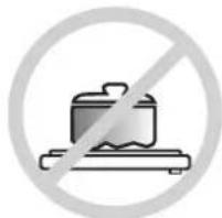 Symbol of a cooking pot crossed out by a diagonal line, enclosed in a circle (no text or numbers present)