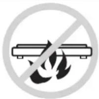 Prohibition sign with crossed-out flame symbol and diagonal line, indicating no fire or smoke hazard
