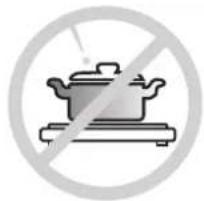 Symbol of a cooking pot with a crossed-out pan, enclosed in a circle (no text or numbers present)