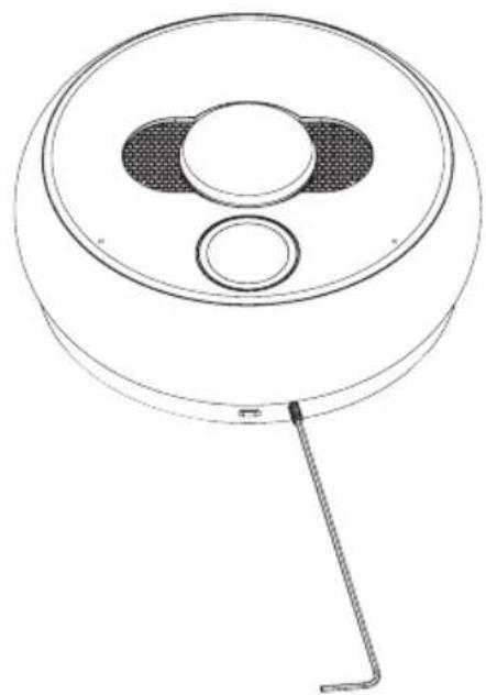 Line drawing of a circular mechanical component with two central holes and a handle (no text or symbols)
