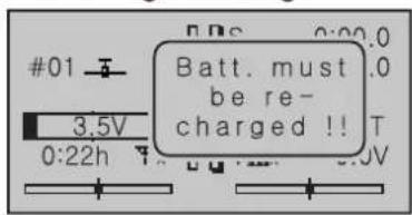 #01 3,5V 0:22h Batt. must be re- charged !! T