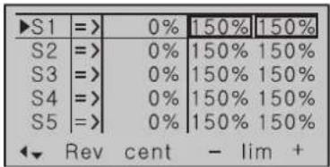 S1 => 0% 150% 150% S2 => 0% 150% 150% S3 => 0% 150% 150% S4 => 0% 150% 150% S5 => 0% 150% 150% Rev cent - lim +