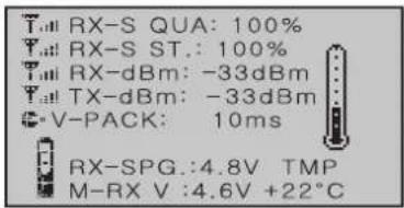 TX-S QUA: 100% TX-S ST.: 100% TX-dBm: -33dBm TX-dBm: -33dBm V-PACK: 10ms RX-SPG.:4.8V TMP M-RX V :4.6V +22°C