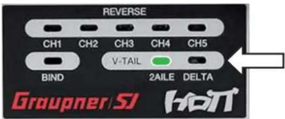 REVERSE CH1 CH2 CH3 CH4 CH5 V-TAIL BIND 2AILE DELTA Graupner.SJ Hout