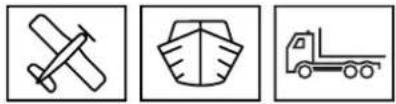 Three simple line icons: airplane, ship, and truck (no text or symbols)