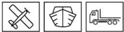 Three simple line icons: airplane, ship, and truck (no text or symbols)