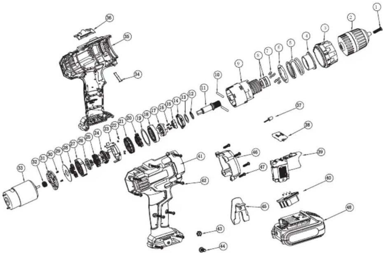 Workzone 12 V Lithium Ion Cordless Drill 44217 - Garantía - 2