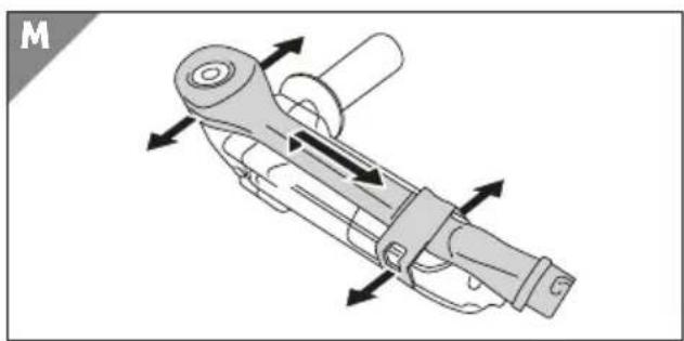 Mechanical assembly diagram showing directional arrows indicating motion or force (no text or symbols)