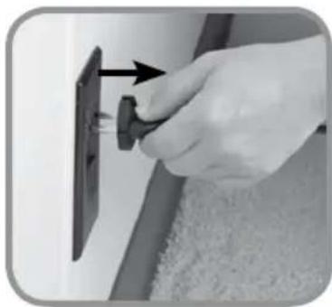 Hand inserting a plug into an electrical outlet (no text or symbols visible)