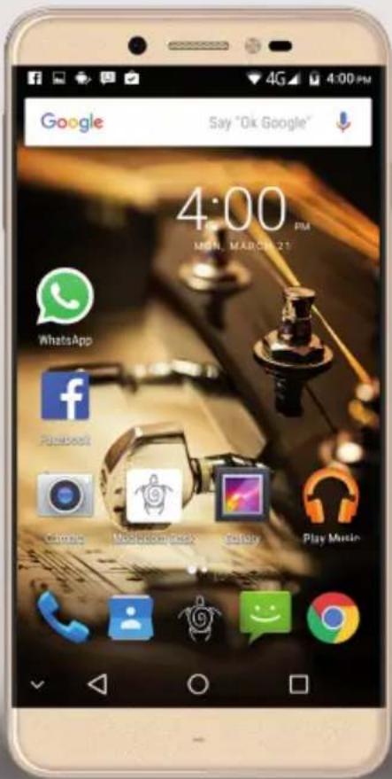 Google Say "Ok Google" 4:00 PM MON. MAR 08:21 WhatsApp Facebook Chrome Mockdownsatz Safely Play Music