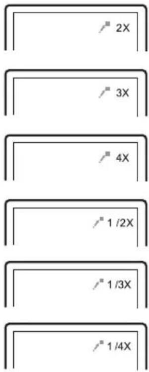 2X 3X 4X 1/2X 1/3X 1/4X