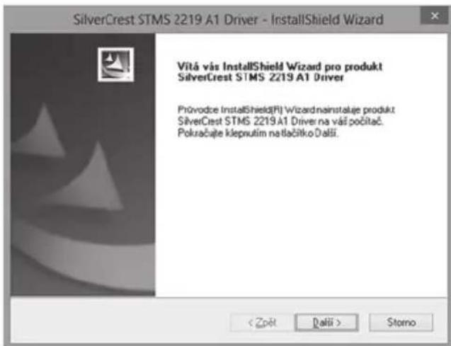 SilverCrest STMS 2219 A1 Driver - InstallShield Wizard Vitá vás InstallShield Wizard pro produkt SilverCrest STMS 2219 A1 Driver Průvodce InstallShield(R) Wizard nainstalaje produkt SilverCrest STMS 2219 A1 Driver na vás počitač. Pokračuje kleprutim natlačitko Dalží. < Zpět Dalží > Stomo