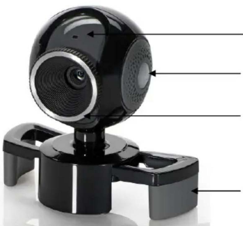 Black digital webcam with adjustable head and base, shown on a stand (no text or symbols visible).