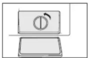 Simple diagram showing a circular symbol with an arrow above two rectangular blocks (no text or labels)
