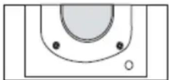Simple diagram of a basketball court with an open field and marked points (no text or symbols)