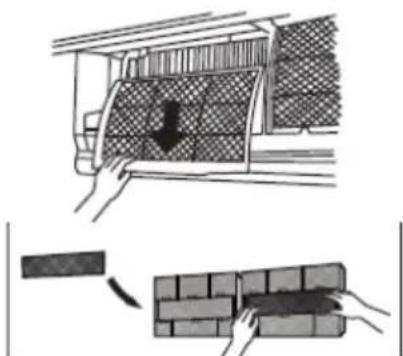 Diagram illustrating brick wall construction steps with a downward arrow indicating material movement