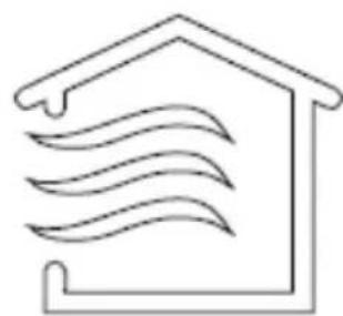 Simple line drawing of a roof structure with wavy lines indicating airflow or ventilation (no text or symbols)