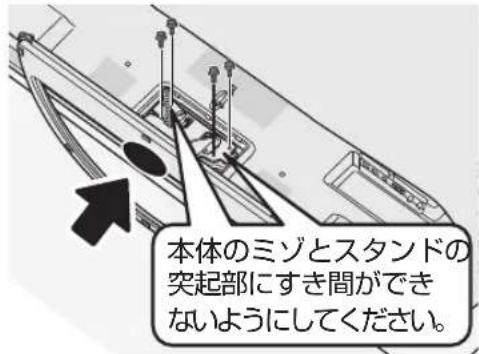 本体のミゾとスタンドの突起部にすき間ができないようにしてください。