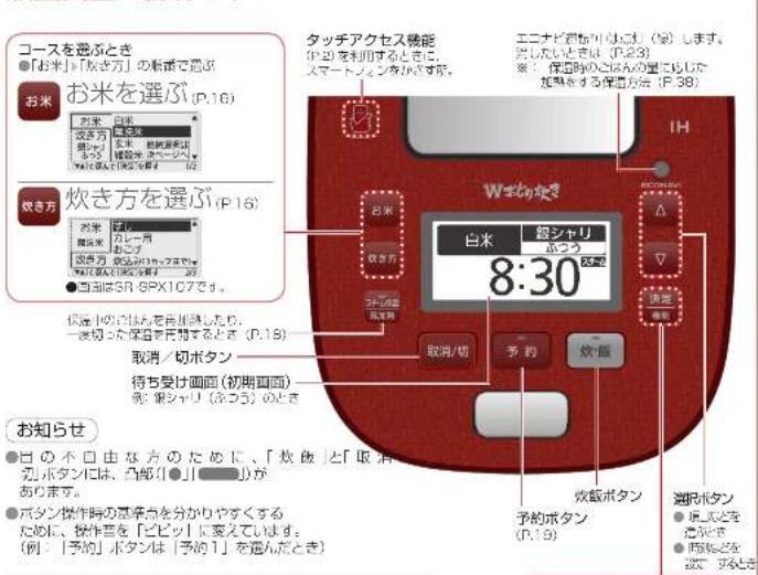 コースを選ぶとき ●「お米」「炊き方」の転番で選ぶ お米 お米を選ぶ(P.16) お米 白米 次々方 次々方 次々方 次々方 次々方 次々方 次々方 次々方 次々方 次々方 次々方 次々方 次々方 次々方 次々方 次々方 次々方 次々方 次々方 次々方 次々方 次々方 次々方 次々方 次々方 次々方法を選ぶ(P.16) お米 白米 カレー周 おこづ おき方 おき方 おき方 おき方 おき方 おき方 おき方 おき方 おき方 おき方 おき方 おき方 おき方 おき方 おき方 おき方 おき方 おき方 おき方 おき方 おき方 おき方 おき方 おき方 おき方 おき方法を選ぶ(P.16) お米 白米 次々方…