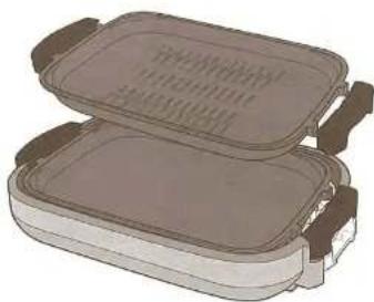 Illustration of two stacked rectangular containers with lids and handles (no text or symbols)