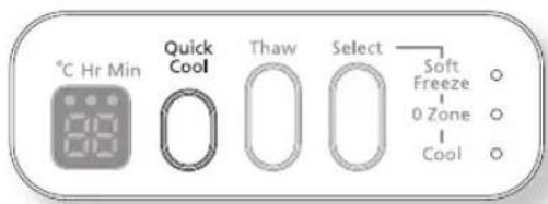 °C Hr Min Quick Cool Thaw Select Soft Freeze 0 Zone Cool