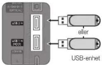 AV/USB-01 (OPTISK) USB 2 → USB 1 → (HDD) USB-enhet eller