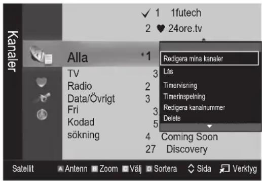 1futech 2 ♥ 24ore.tv Kanaler Alla TV Radio Data/Övrigt Fri Kodad sökning 1 3 2 3 5 4 27 Redigera mina kanaler Läs Timervisning Timertinspelning Redigera kanalnummer Delete Coming Soon Discovery Satellit Antenn Zoom Välj Sortera Sida Verktyg
