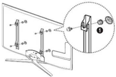 Technical diagram showing assembly of a monitor with labeled parts and an inset detail view highlighting a component.