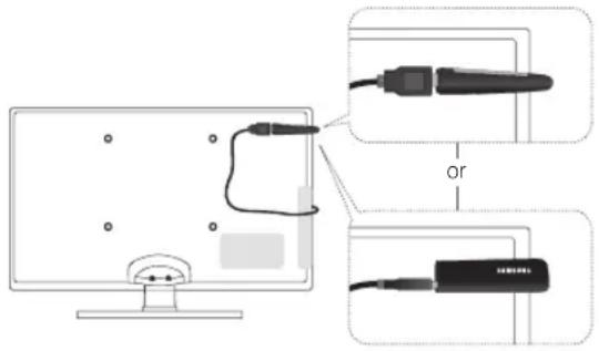 Diagram showing cable connection to a computer monitor with labeled components and wiring diagram