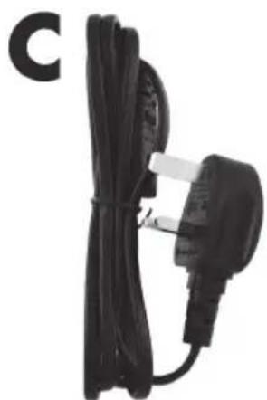 Black cable with a plug attached, labeled 'C' on the left (no other text or symbols visible)
