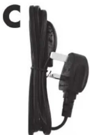Black cable with a plug attached to its side, labeled 'C' in the top-left corner (no other text or symbols visible)
