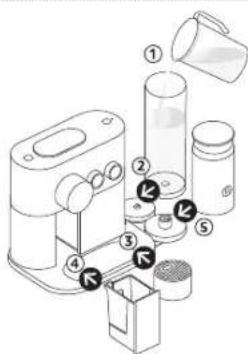 Diagram of a microwave oven with numbered components for identification