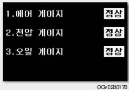 1.에머 게이지 2.전압 게이지 3.오일 게이지 정상 정상 정상 OGV028017B