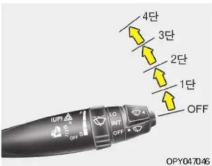4단 3단 2단 1단 OFF (UP) INT OFF LO INT OFF OPY047046