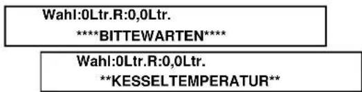 Wahl:0Ltr.R:0,0Ltr. ****BITTEWARTEN**** Wahl:0Ltr.R:0,0Ltr. **KESSELTEMPERATUR**