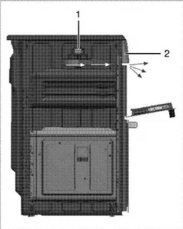 Technical diagram of a mechanical device with labeled components and directional arrows indicating motion or flow.