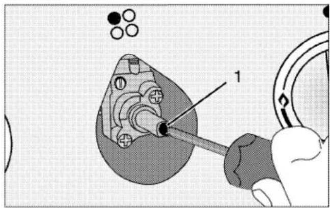 Technical diagram showing a mechanical assembly with labeled component '1' and parts of circular components