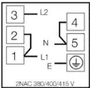 3 L2 2 N 1 L1 E 4 5 ① 2NAC 380/400/415 V