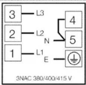 3 L3 2 L2 N 1 L1 E 4 5 3NAC 380/400/415 V