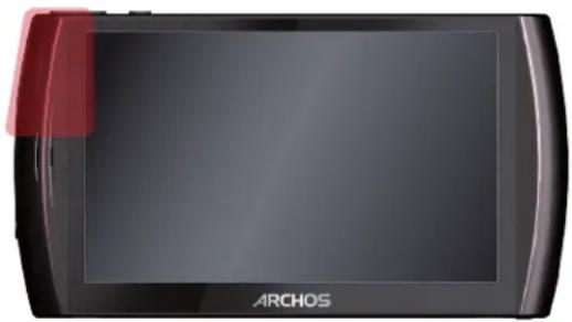 Front view of a black Archos device with a red tab and screen (no visible text or symbols on the device body)