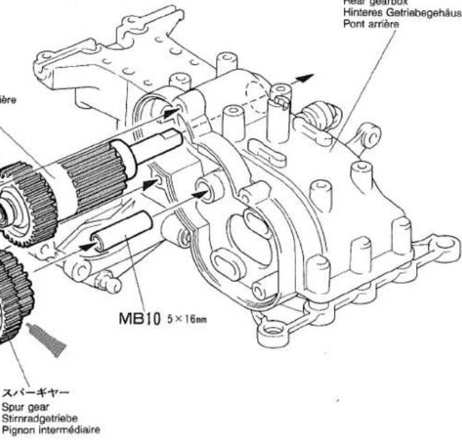Hear gearbox Hinteres Getriebegehäuse Pont arrière MB10 5×16mm スパーギヤー Spur gear Stirnradgetriebe Pignon intermédiaire
