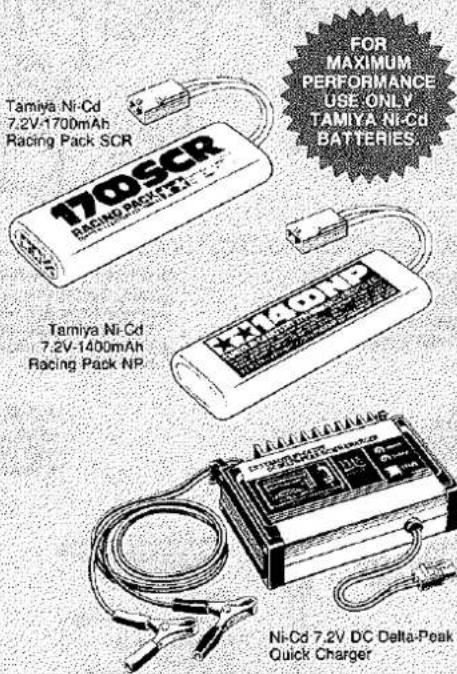 Tamiya Ni-Cd 7.2V-1700mAh Racing Pack SCR 170SCR Tamiya Ni-Cd 7.2V-1400mAh Racing Pack NP 140HP FOR MAXIMUM PERFORMANCE USE ONLY TAMIYA Ni-Cd BATTERIES Ni-Cd 7.2V DC Delta-Peak Quick Charger