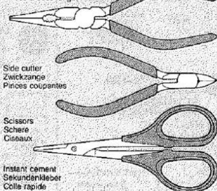 Side cutter Zwickzange Pinces coupantes Scissors Schere Ciseaux Instant cement Sekundenkleber Colla rapide