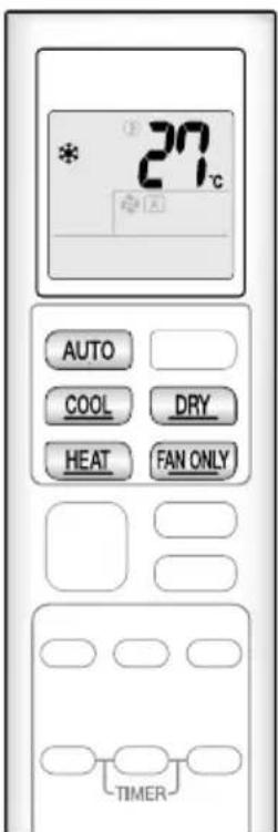27°C AUTO COOL DRY HEAT FAN ONLY TIMER