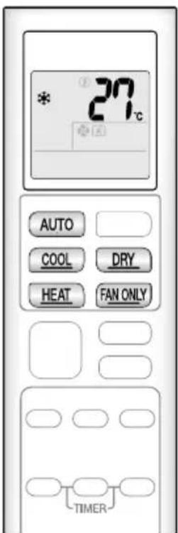27°C AUTO COOL DRY HEAT FAN ONLY TIMER