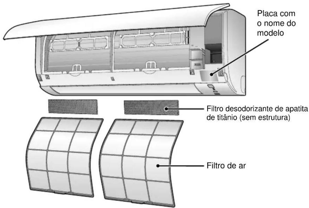 Placa com o nome do modelo Filtro desodorizante de apatita de titânio (sem estrutura) Filtro de ar