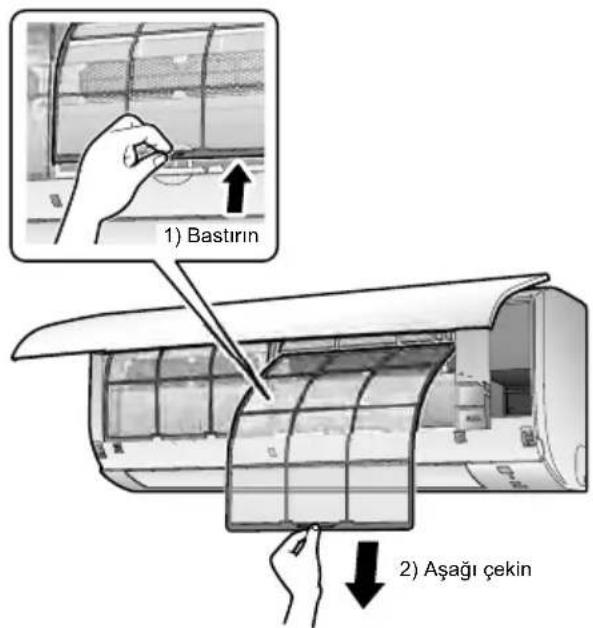 1) Bastırın 2) Aşağı çekin