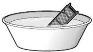 Simple line drawing of a bowl with a dish inside, no text or symbols present