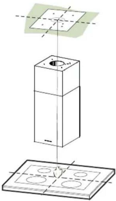 Technical diagram showing a mechanical assembly with a base, mounting holes, and a tilted top plate (no text or symbols)