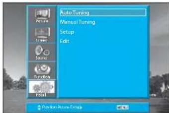 Auto Tuning Manual Tuning Setup Edit Picture Screen Audio Forklrino Flash1 Position Audio Setup